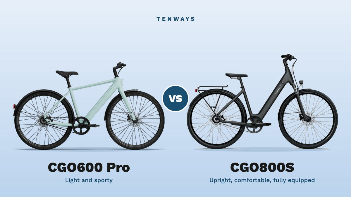 Tenways CGO600 Pro vs CGO800S commuter e-bikes side by side, Aztecs Bikes, East London