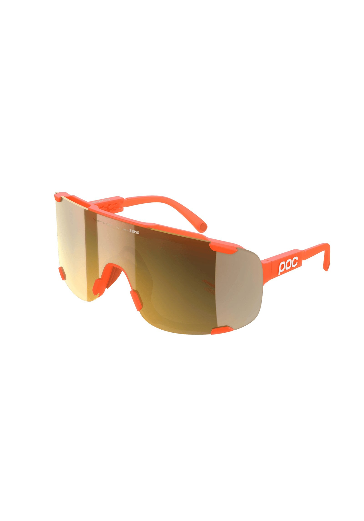 POC Devour Mid Bike Sunglasses, Fluo. Orange Translucent/Clarity Road/Partly Sunny Gold