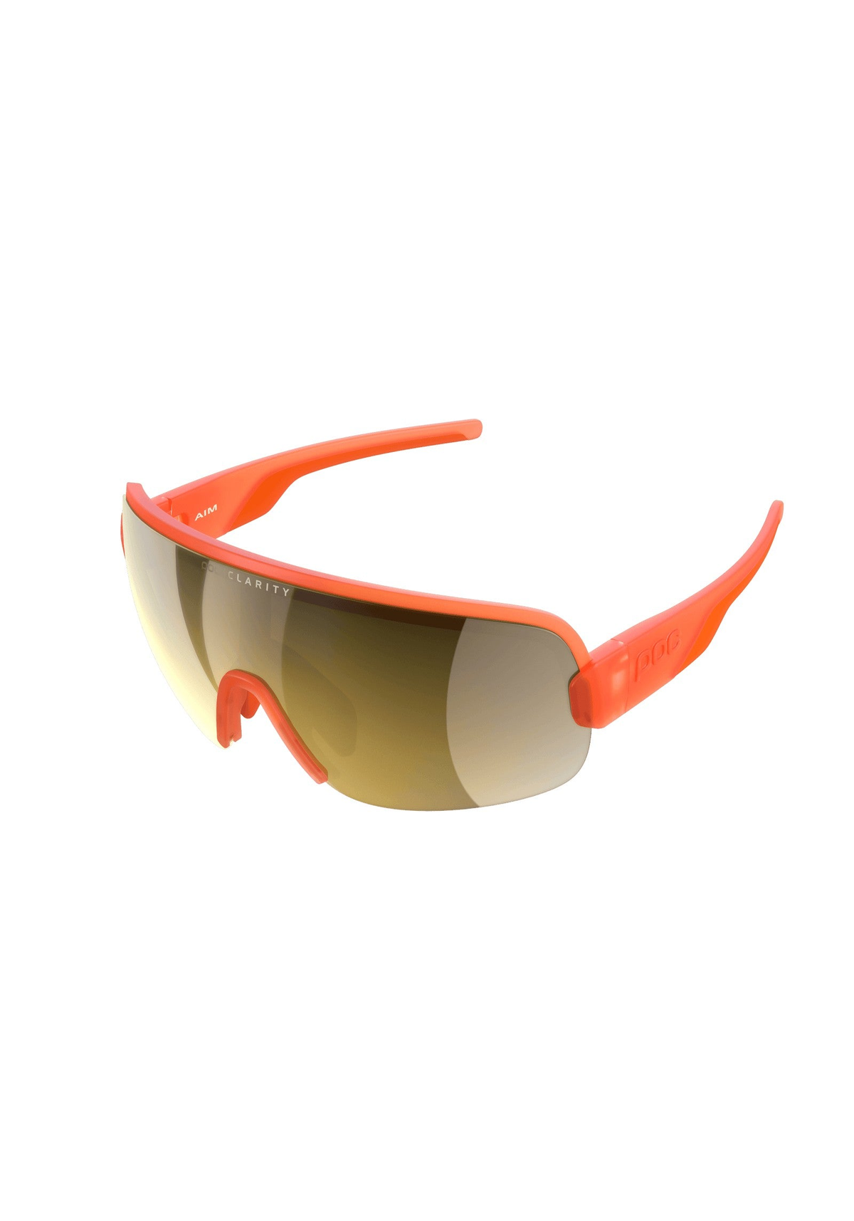 POC Aim Bike Sunglasses, Fluorescent Orange Translucent/Clarity Road/Partly Sunny Gold