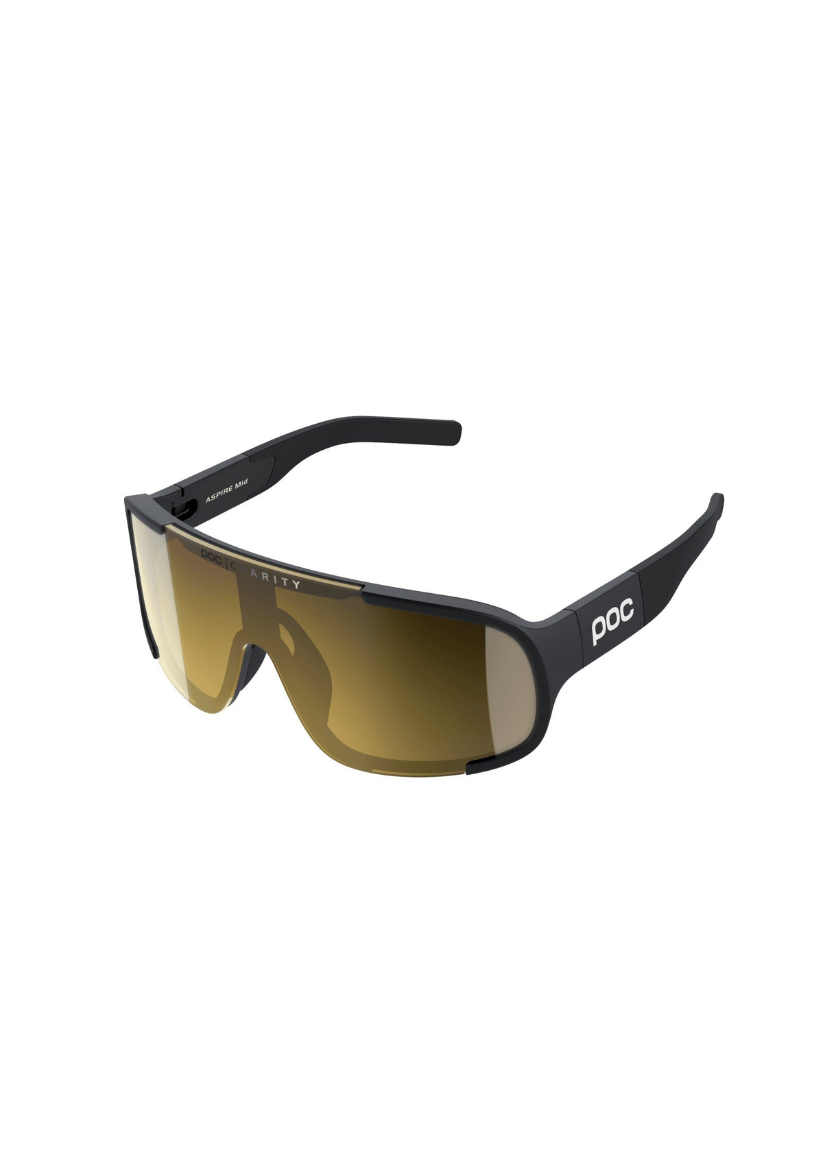 POC Aspire Mid Bike Sunglasses, Uranium Black/Clarity Road/Partly Sunny Gold