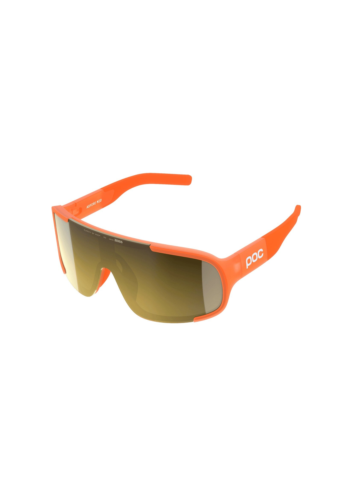 POC Aspire Mid Bike Sunglasses, Fluo. Orange Translucent/Clarity Road/Partly Sunny Gold