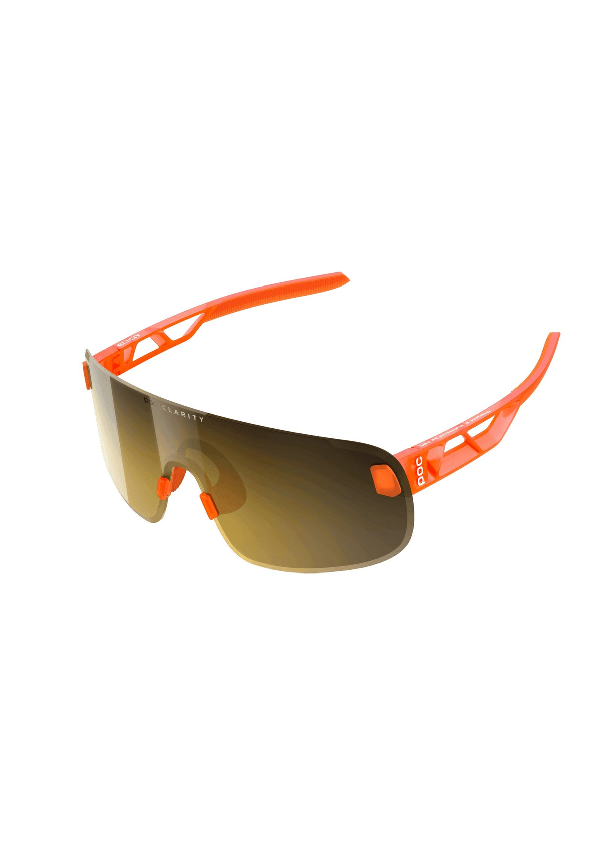 POC Elicit Bike Sunglasses + Extra Lens, Fluorescent Orange Translucent/Clarity Road/Partly Sunny Gold