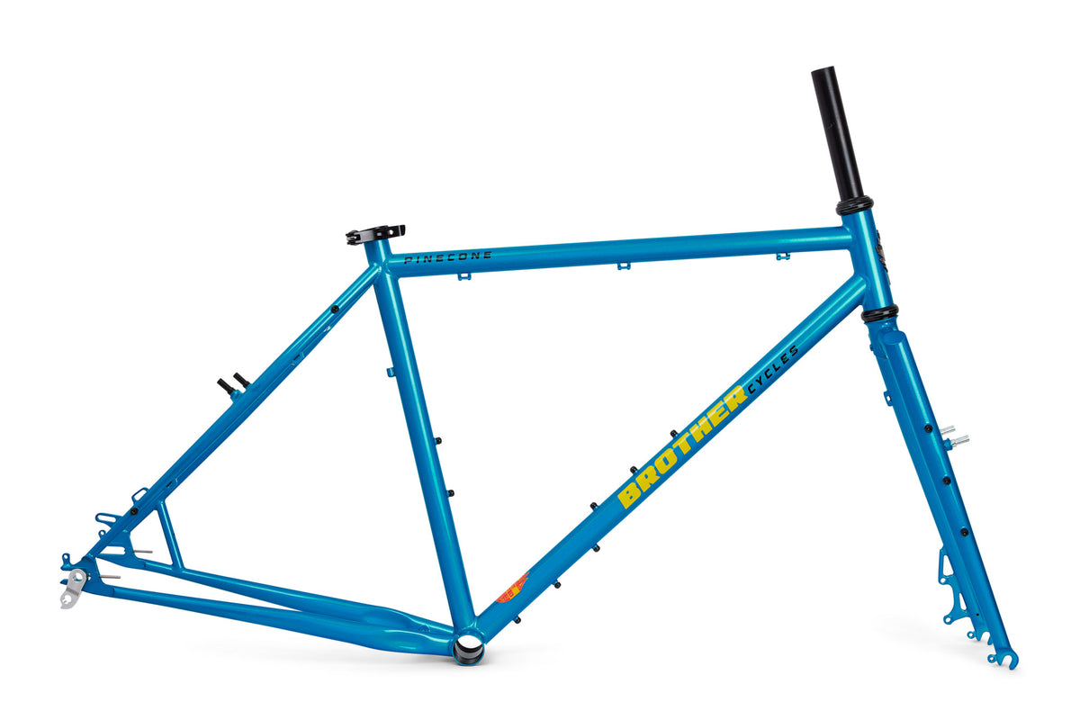 Brother Cycles Pinecone all-terrain frameset in Electric Blue, side view