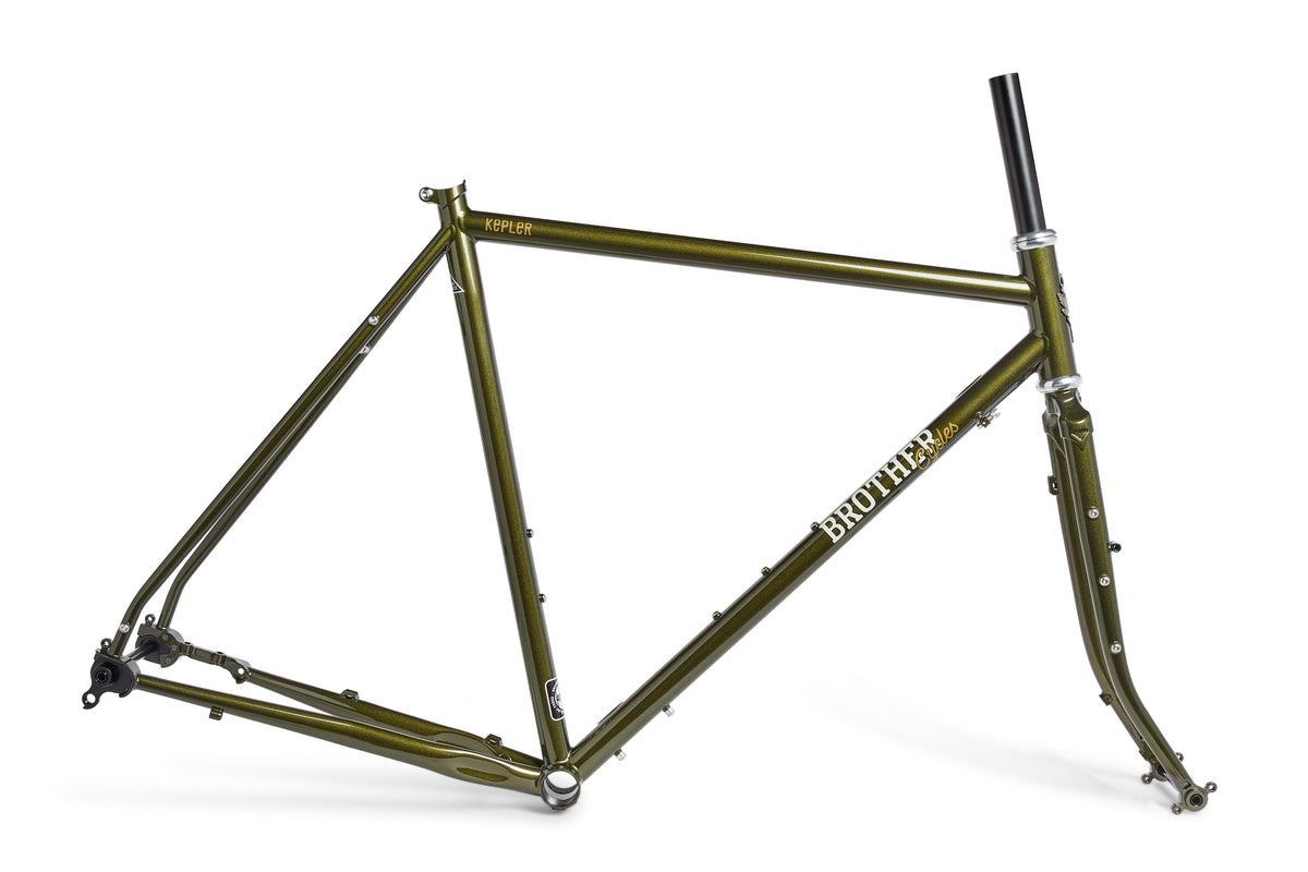 Brother Cycles Kepler steel frameset in Green Metallic, side view