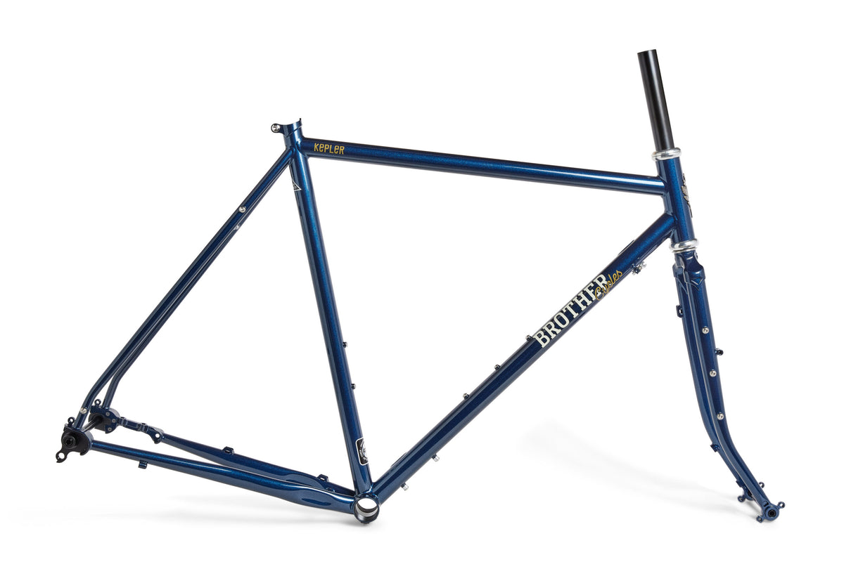 Brother Cycles Kepler steel frameset in Blue Metallic, side view