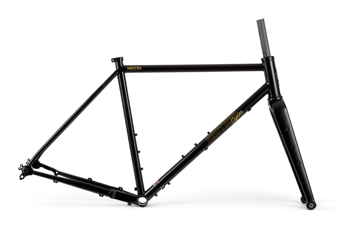 Brother Cycles Mehteh gravel frameset in Stealth Black, side view