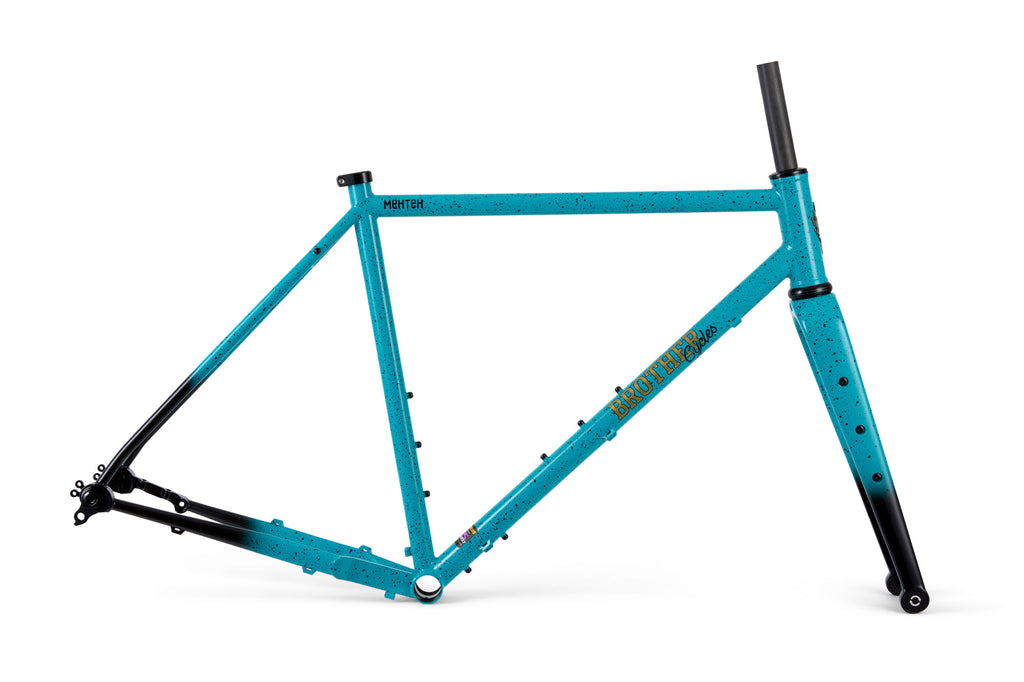 Brother Cycles Mehteh Reynolds 725 gravel frameset in Blue Lagoon, side view