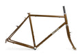 Brother Cycles Mr Wooden steel randonneur frameset in metallic brown, side view