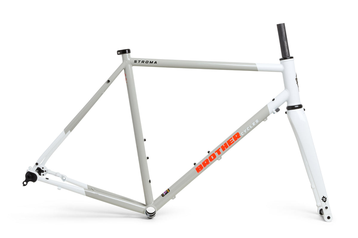 Brother Cycles Stroma all-road frameset in Light Grey, side view