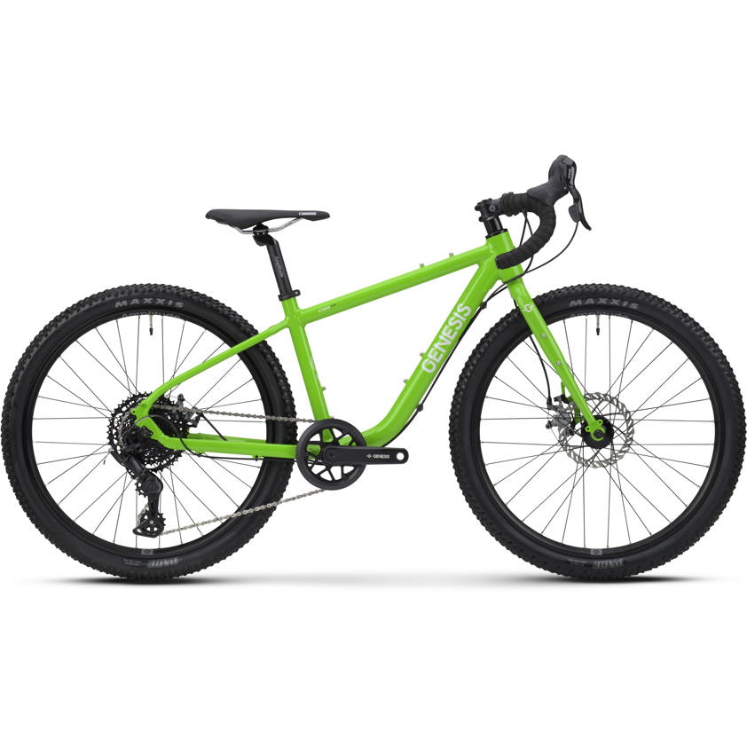 Genesis CDA Junior kids gravel bike in Polyphonic Pea, drive side view
