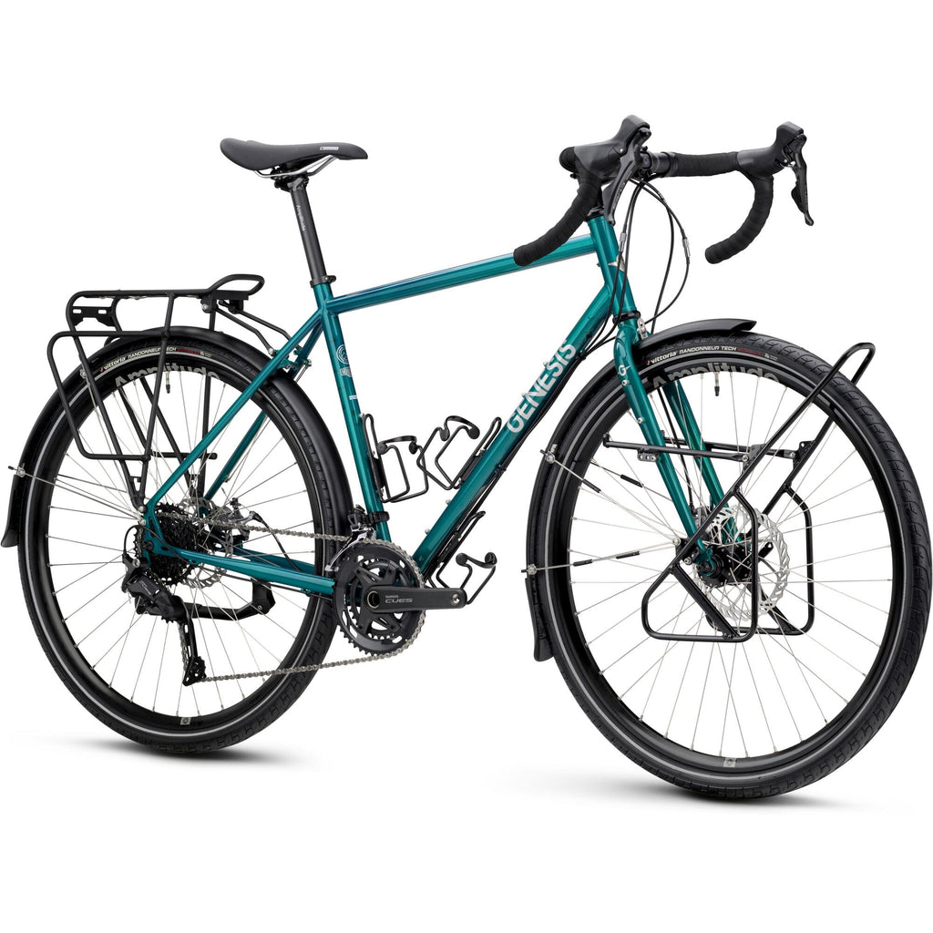 Genesis Tour de Fer 20 three-quarter view with drop bars, front and rear racks and full mudguards