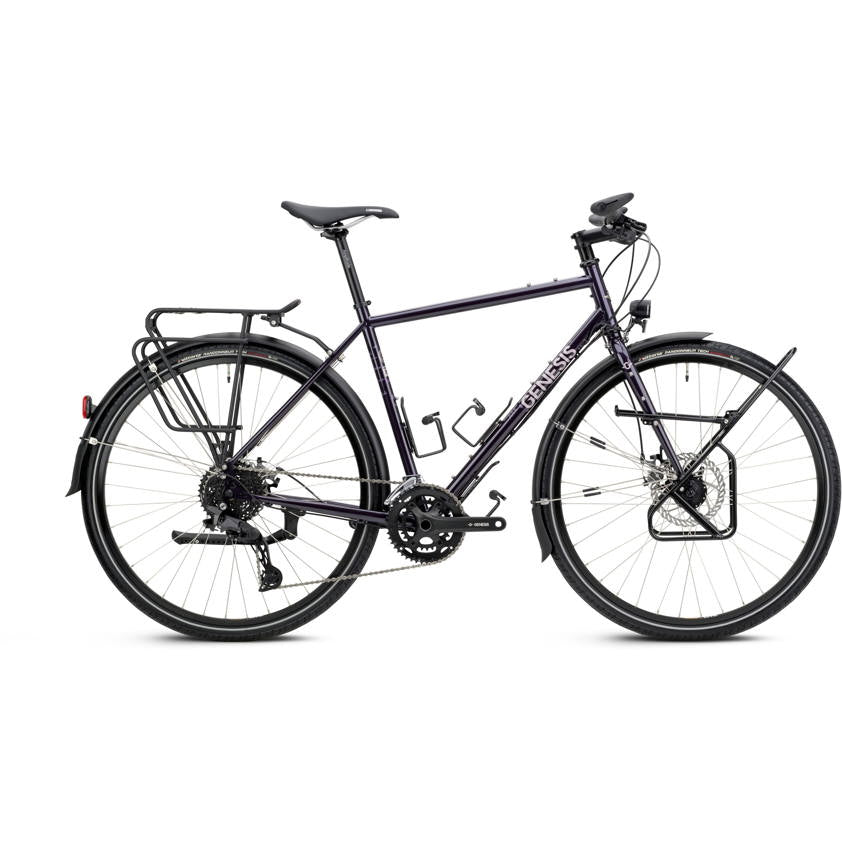 Genesis Tour de Fer 30 steel touring bike in Deep Nurple, drive side view