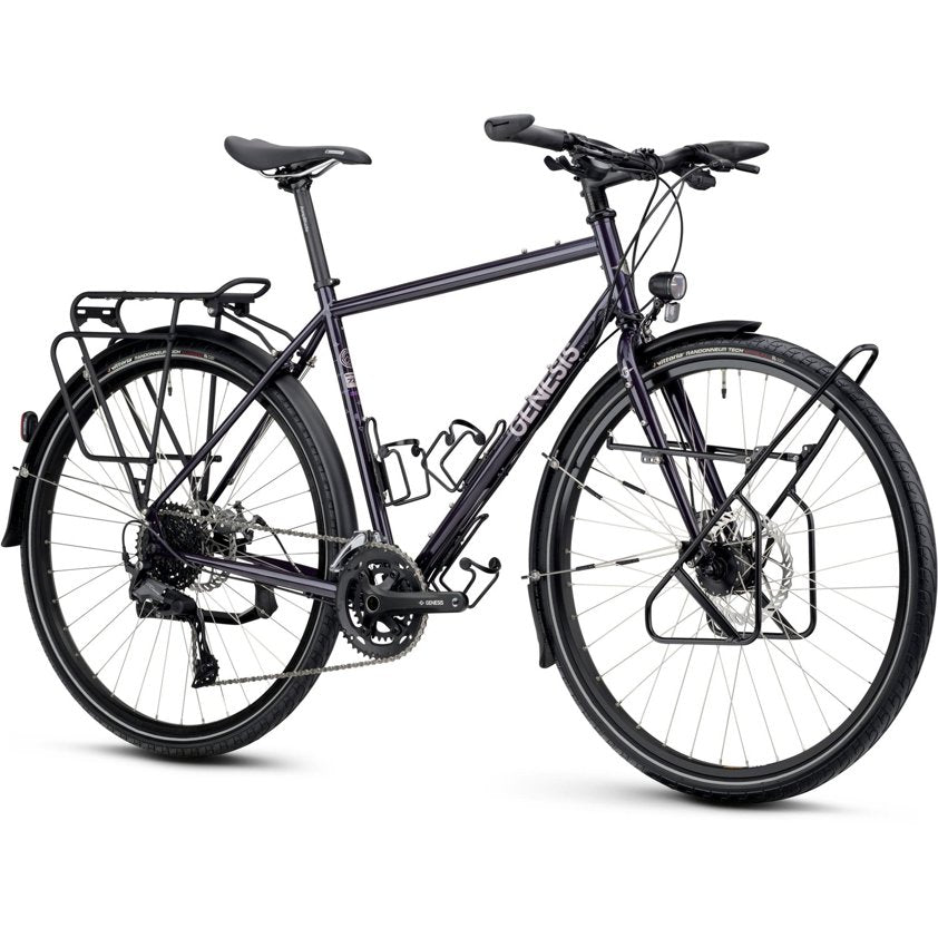 Genesis Tour de Fer 30 three-quarter view with flat bar, front and rear racks and full mudguards