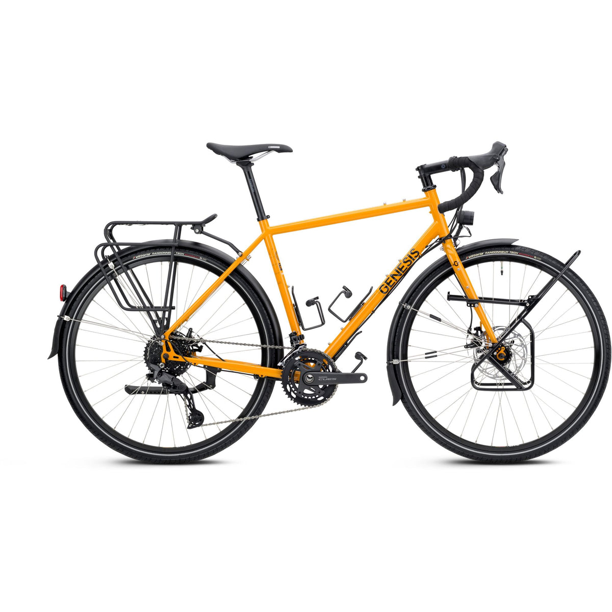 Genesis Tour de Fer 40 expedition touring bike in Elvis Offyellow, drive side view