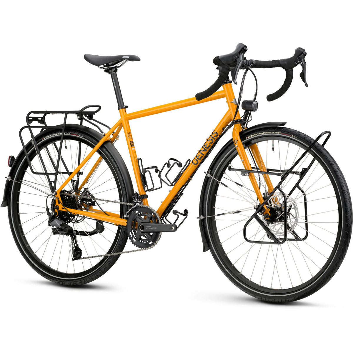 Genesis Tour de Fer 40 three-quarter view with drop bars, racks, mudguards and dynamo lighting