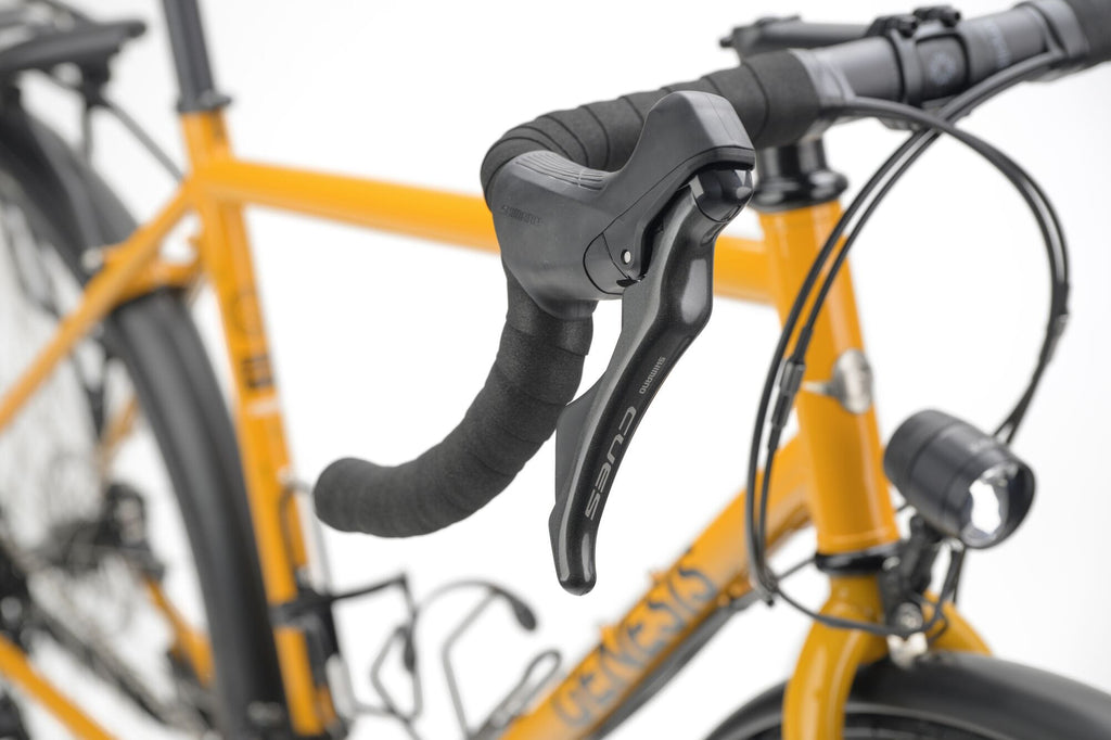 Shimano CUES STI lever on the drop bar of the Genesis Tour de Fer 40