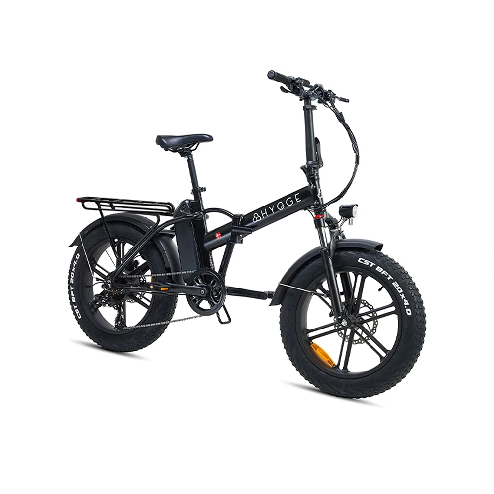 Hygge Vester 2026 fat tyre folding e-bike in Onyx Black, side view