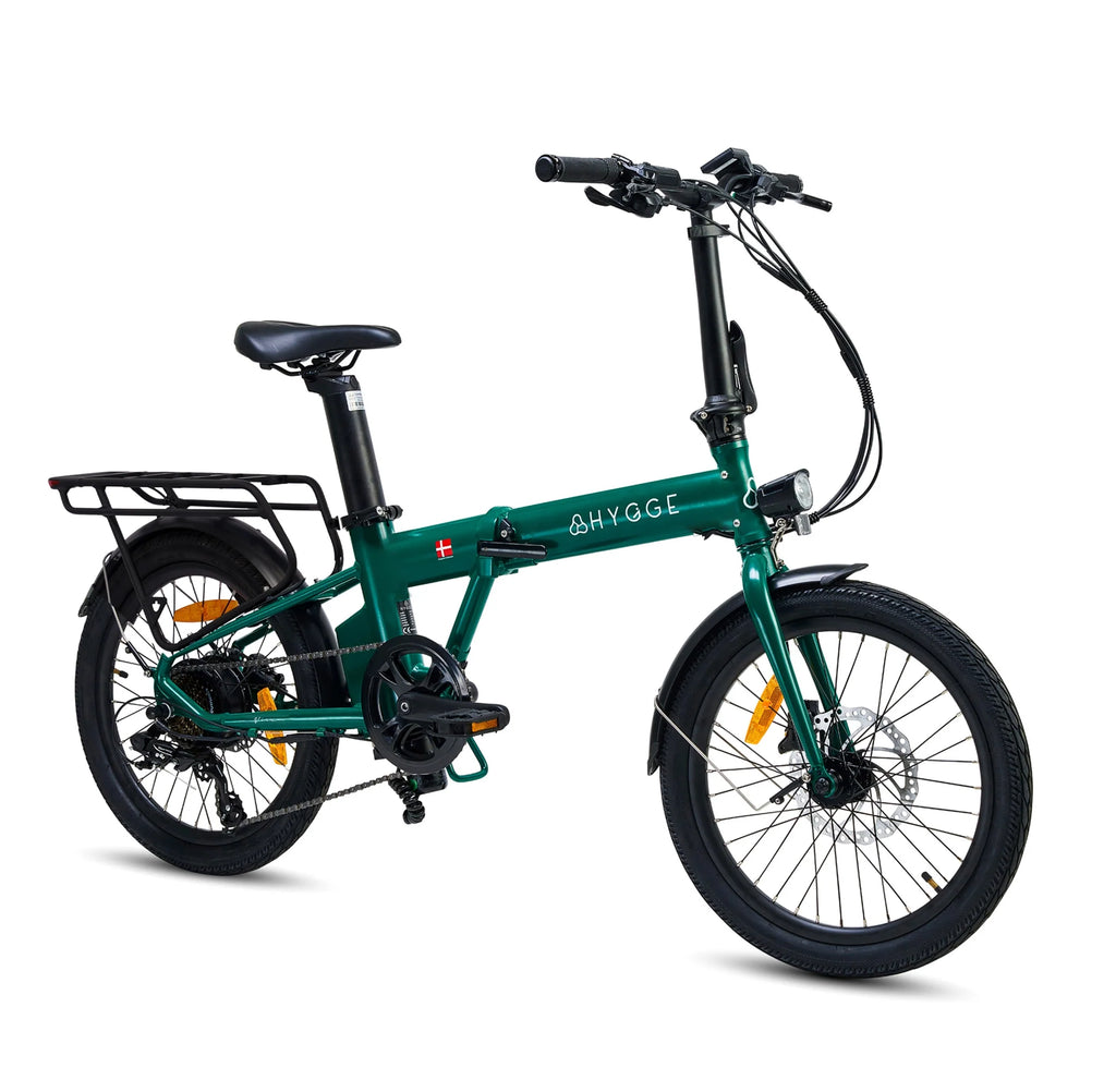 Hygge Virum 2026 folding e-bike in British Racing Green, side view