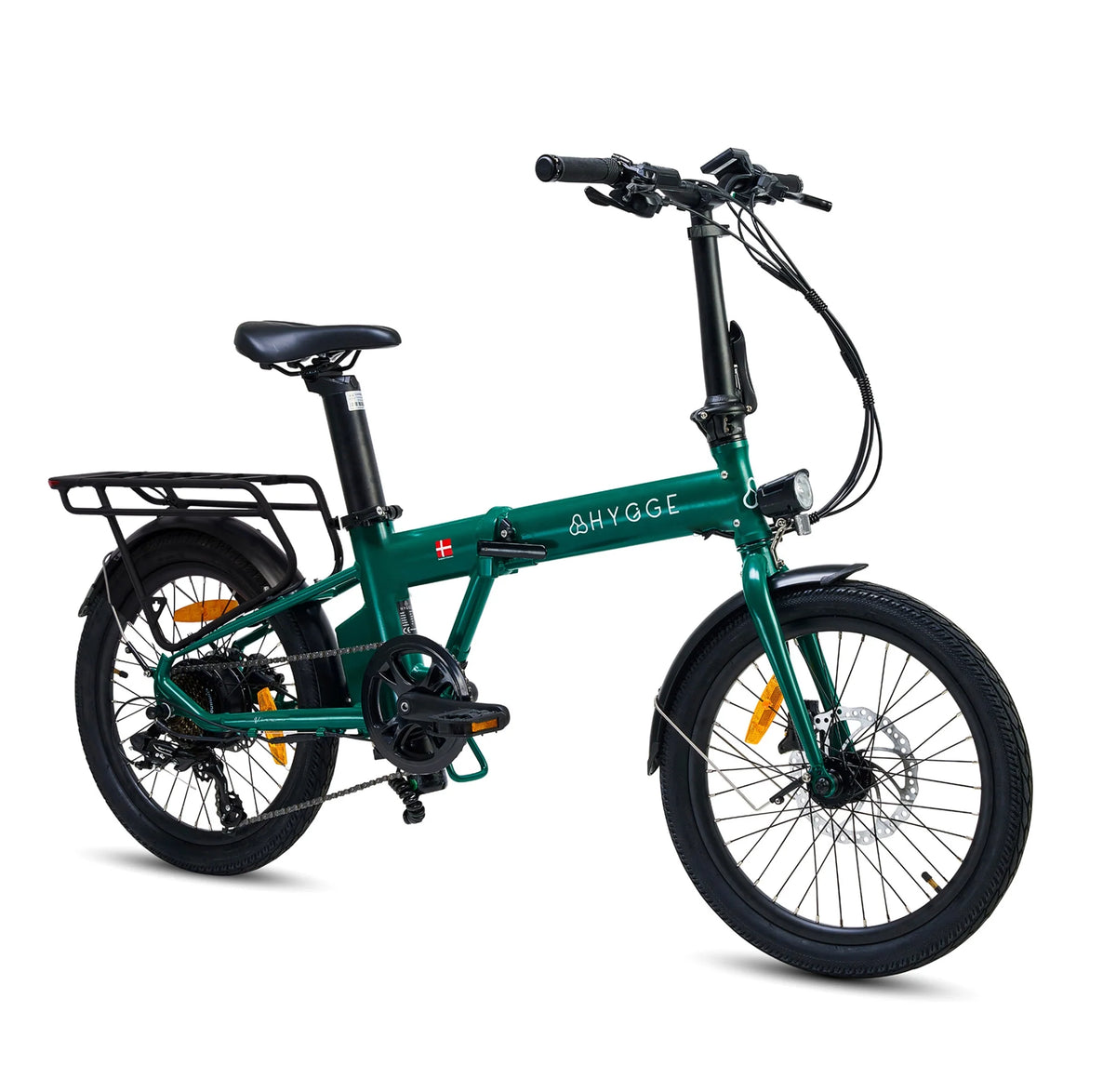Hygge Virum 2026 folding e-bike in British Racing Green, side view