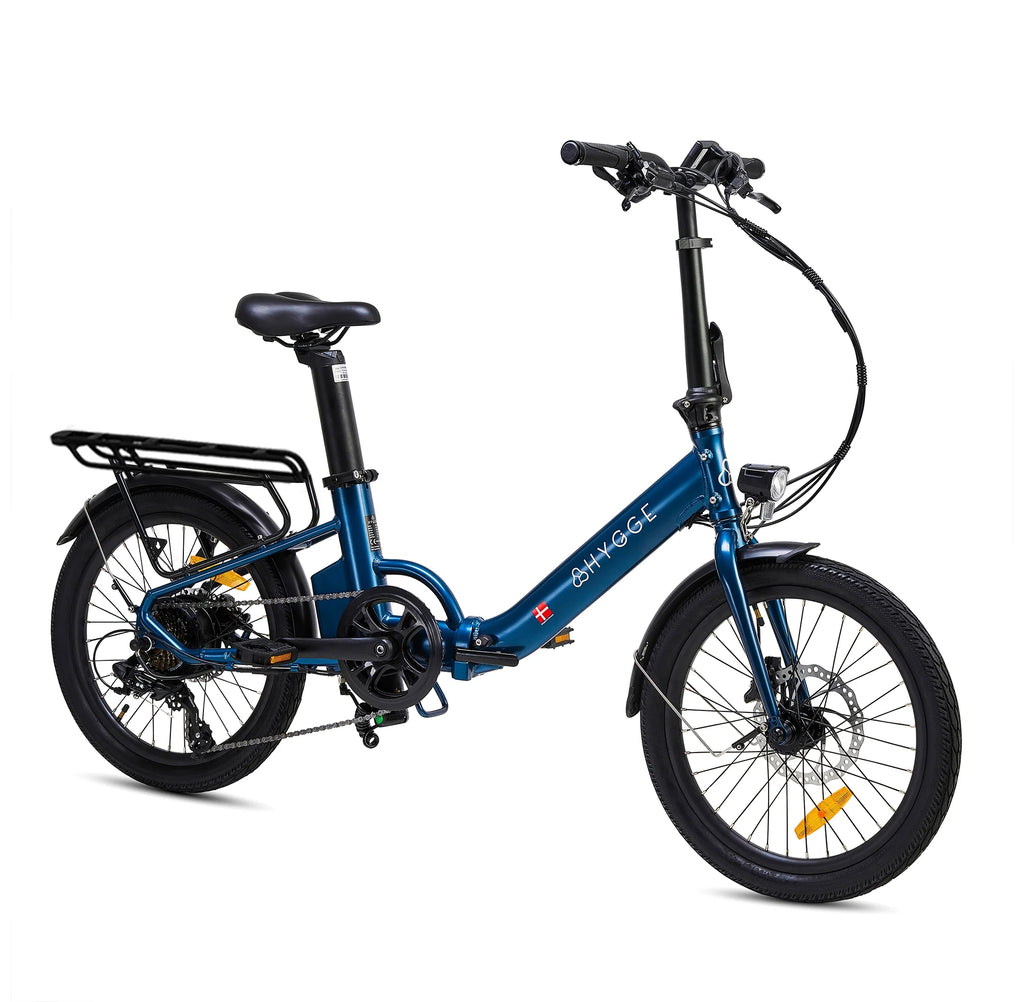 Hygge Virum Step 2026 folding e-bike in Sapphire Blue, side view