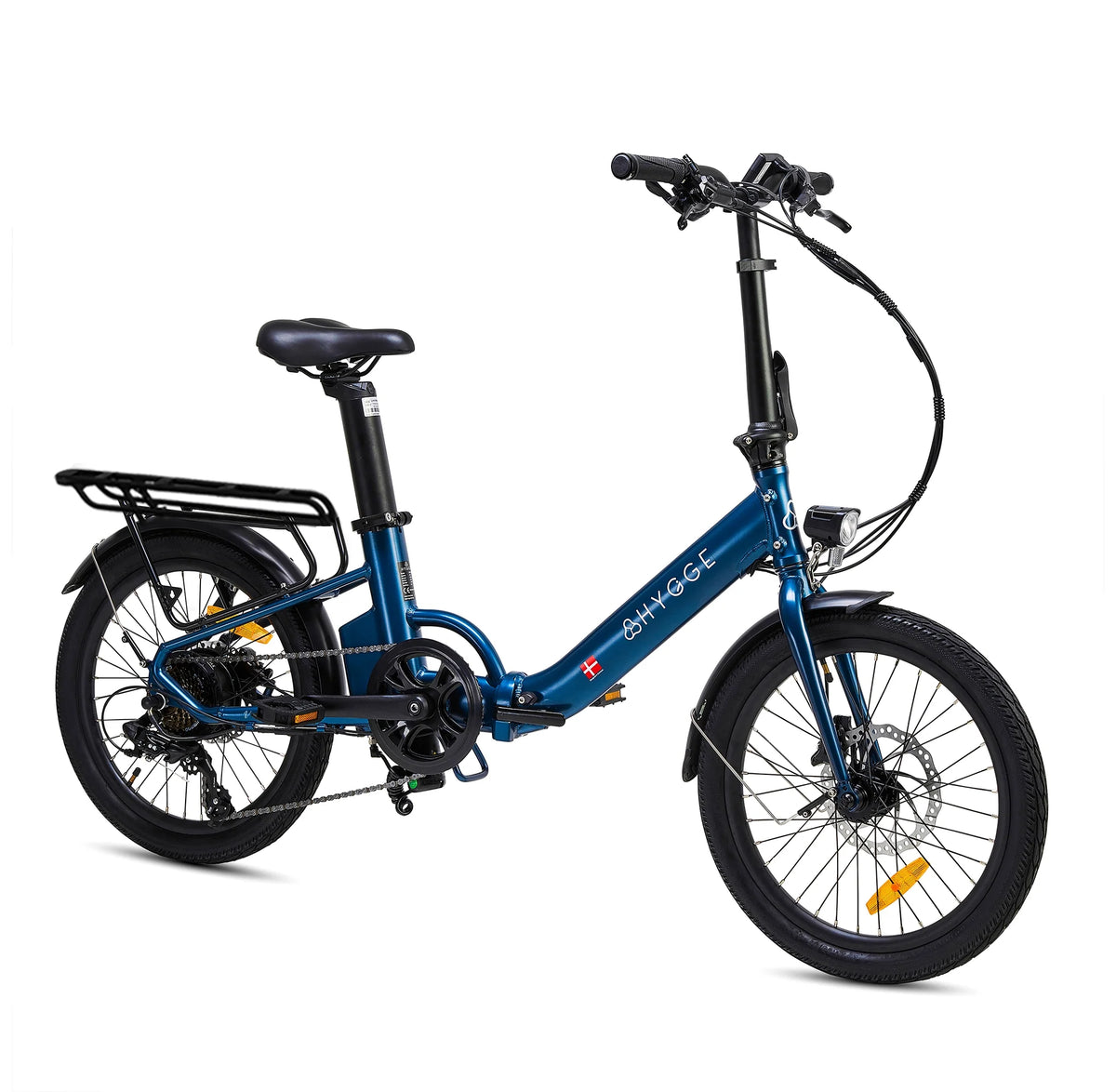 Hygge Virum Step 2026 folding e-bike in Sapphire Blue, side view