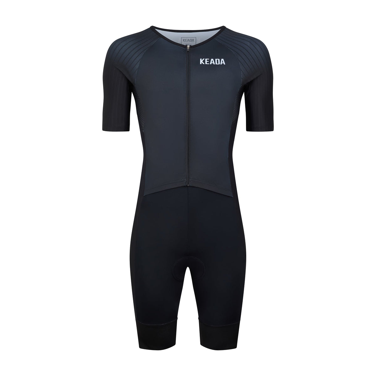 Keada Essential Trisuit - Men's Sleeved Trisuit Black, official product photo, available at Aztecs Bikes in East London