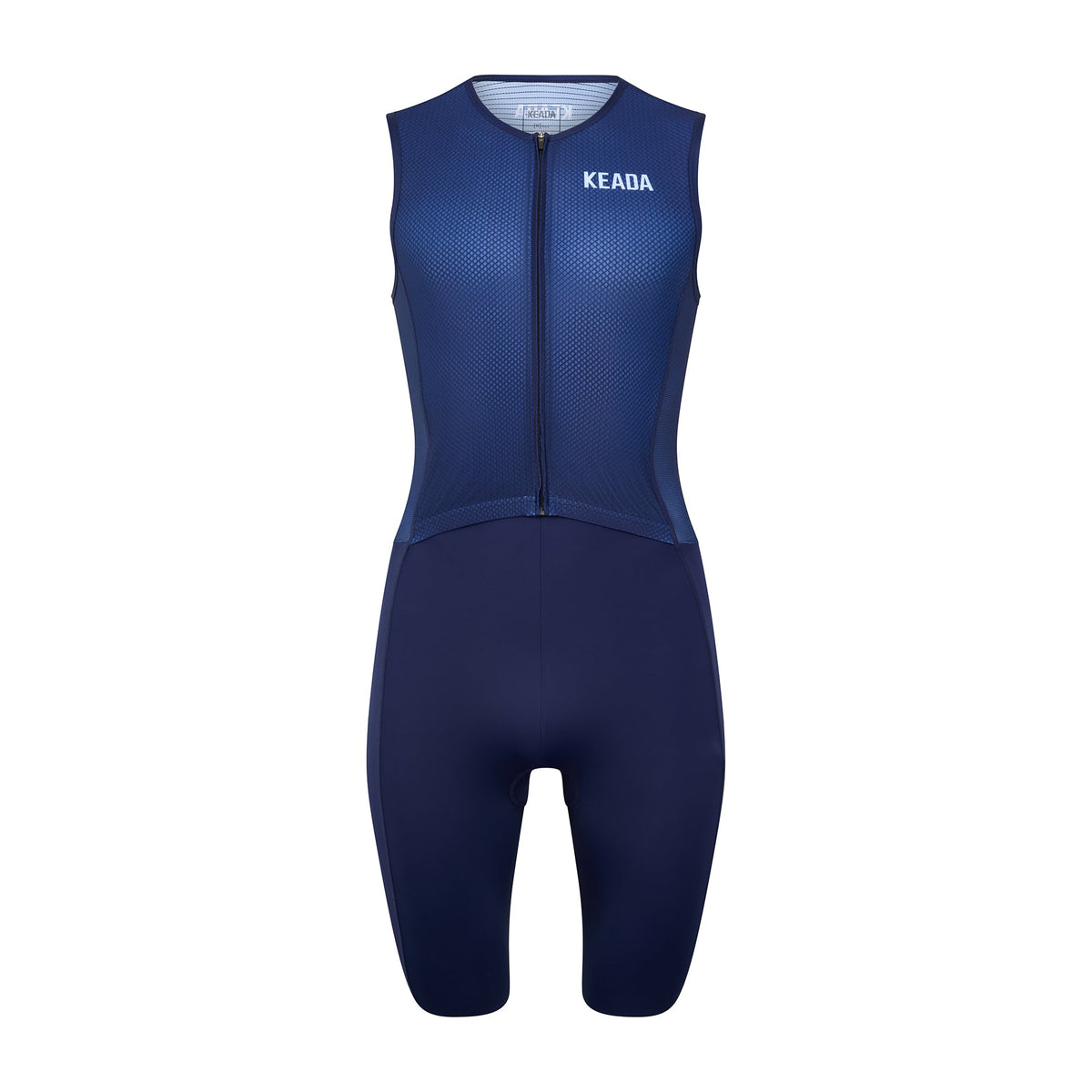 Keada Essential Trisuit - Men's Sleeveless Trisuit Navy, official product photo, available at Aztecs Bikes in East London
