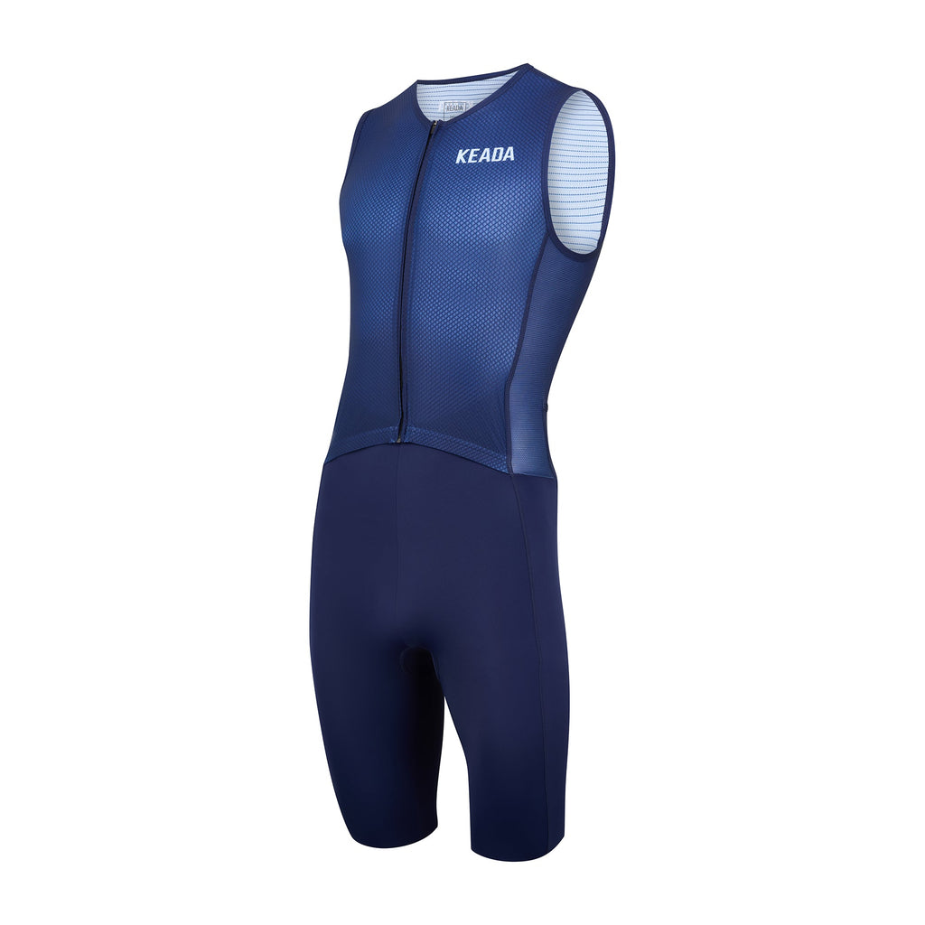 Keada Essential Trisuit - Men's Sleeveless Trisuit Navy, alternative view 2, available at Aztecs Bikes in East London
