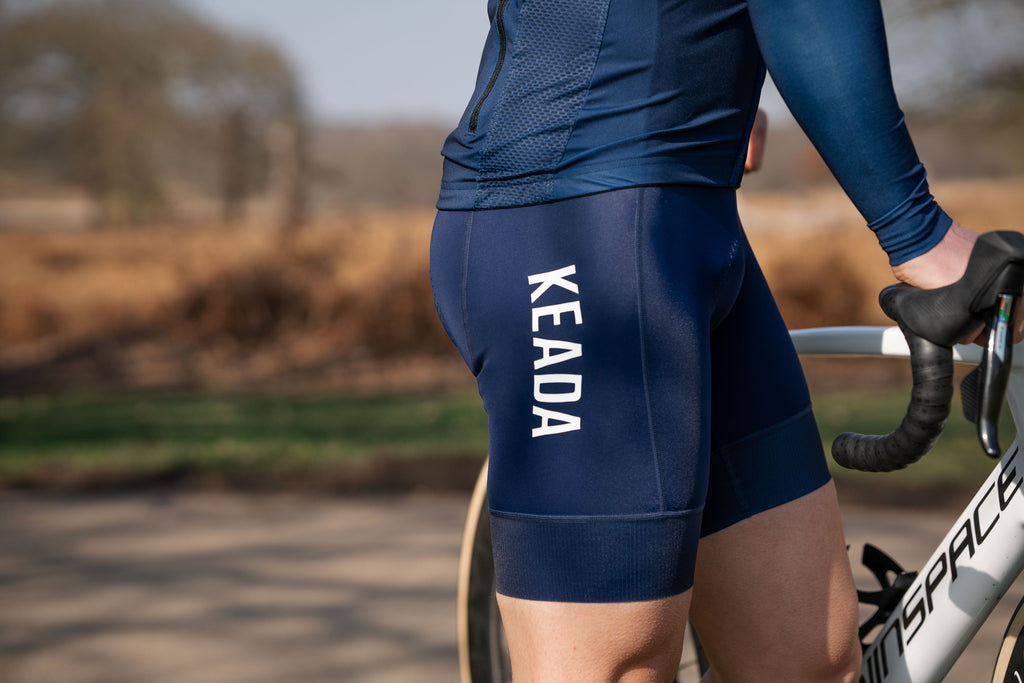 Keada Men's Essential Bib Shorts - Navy, alternative view 2, available at Aztecs Bikes in East London