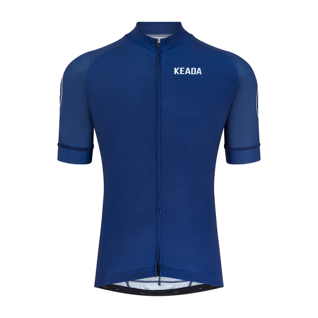 Keada Men's Essential Short Sleeved Cycling Jersey - Navy, official product photo, available at Aztecs Bikes in East London