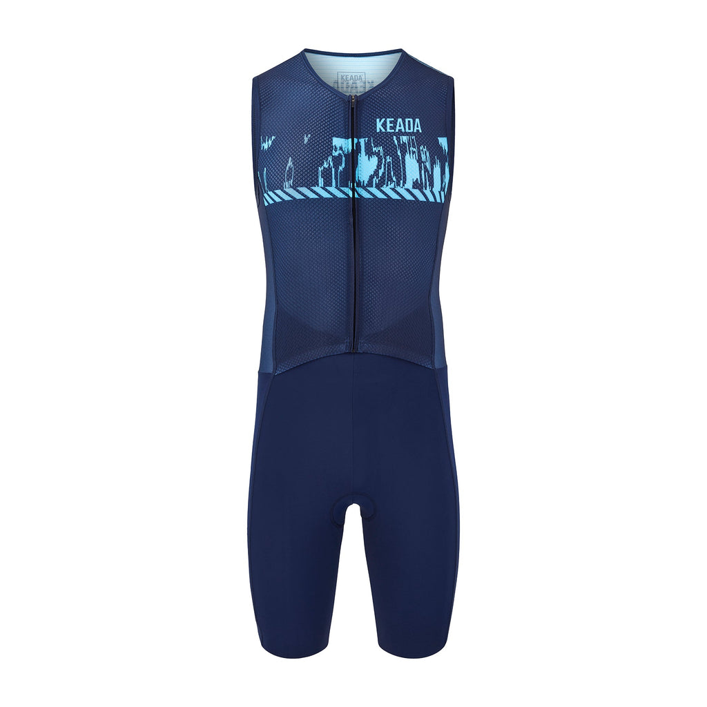 Keada Signal Three - Men's Sleeveless Trisuit, official product photo, available at Aztecs Bikes in East London