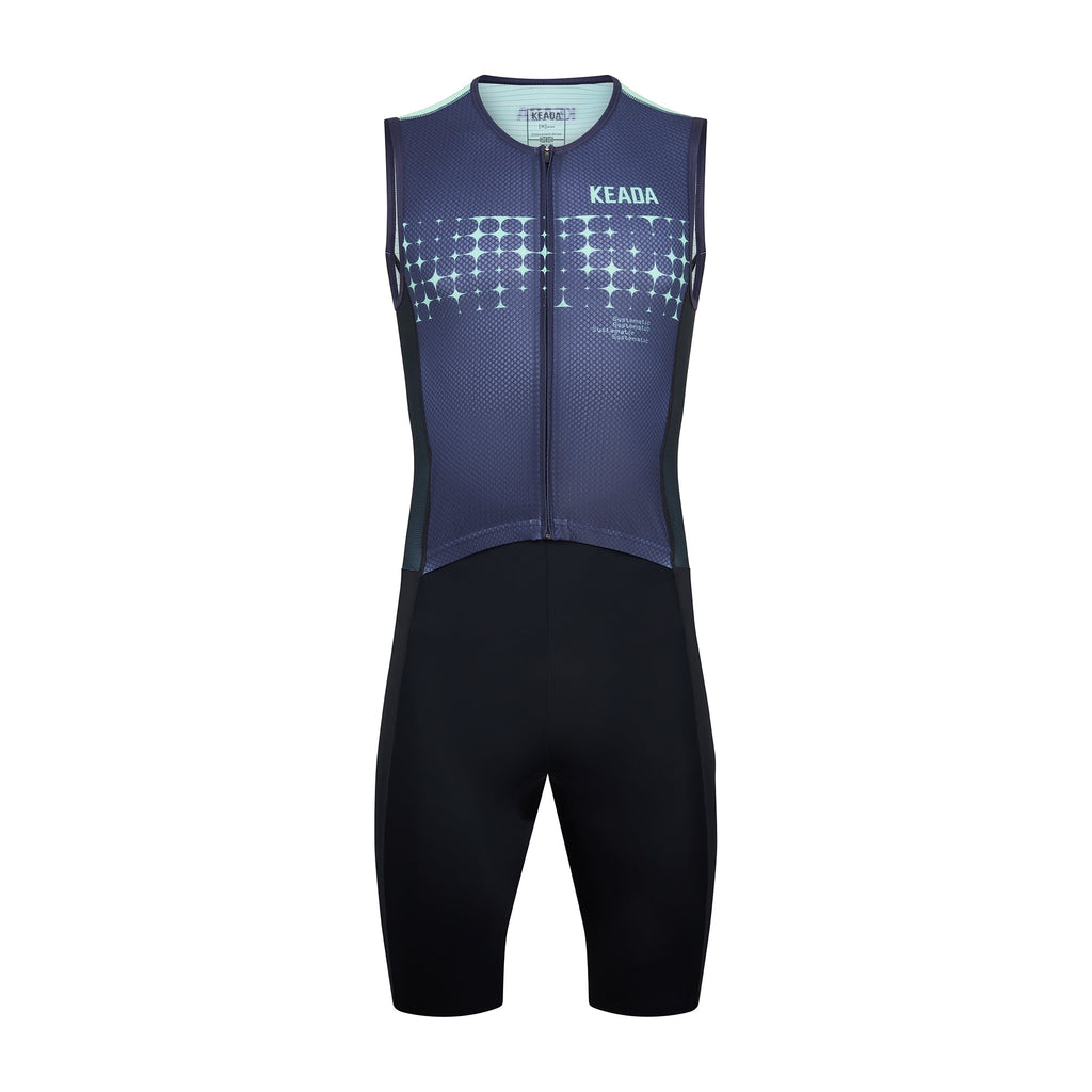 Keada Systematic Four Trisuit - Men's Sleeveless Trisuit Green, official product photo, available at Aztecs Bikes in East London