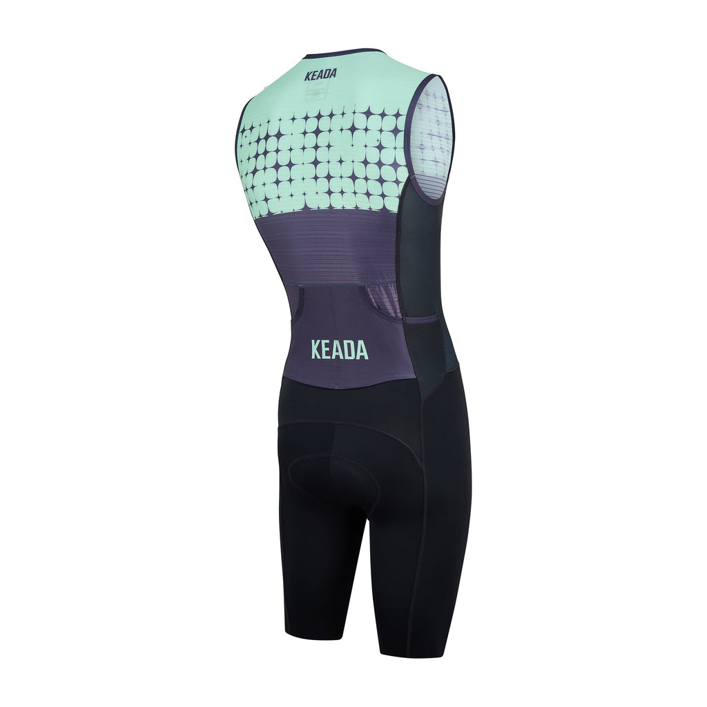 Keada Systematic Four Trisuit - Men's Sleeveless Trisuit Green, alternative view 2, available at Aztecs Bikes in East London