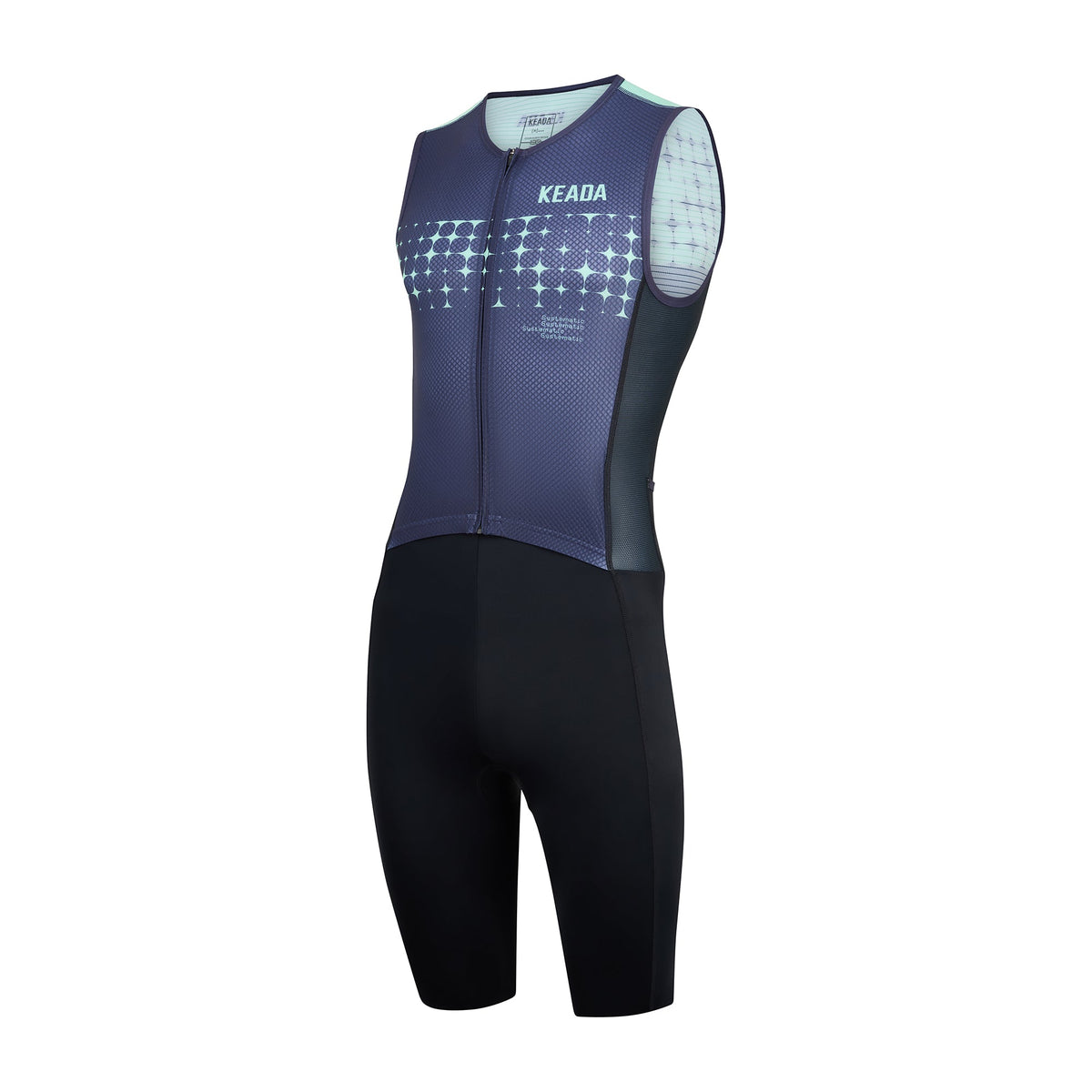 Keada Systematic Four Trisuit - Men's Sleeveless Trisuit Green, alternative view 3, available at Aztecs Bikes in East London