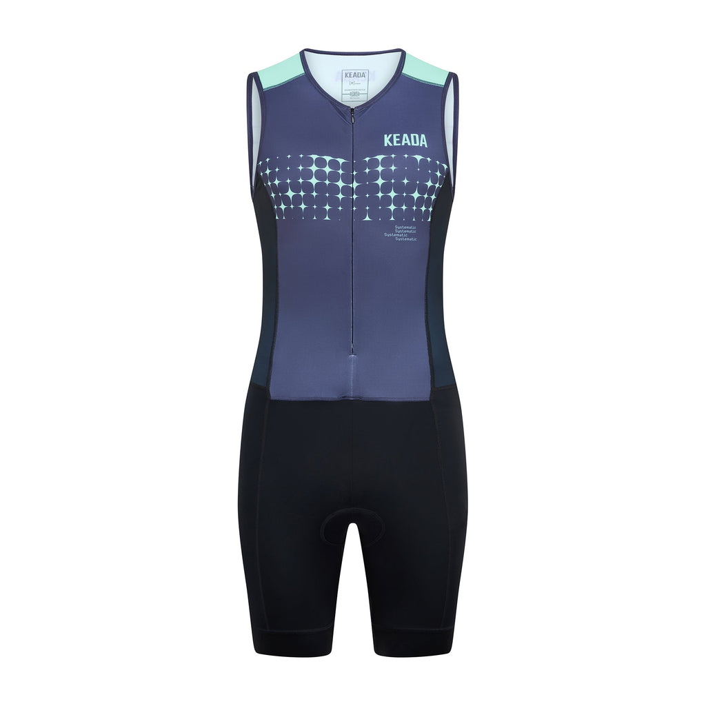 Keada Systematic Four Trisuit - Women's Sleeveless Trisuit Green, official product photo, available at Aztecs Bikes in East London