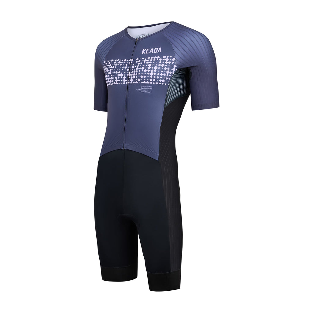 Keada Systematic One Trisuit - Men's Sleeved Trisuit Purple, alternative view 3, available at Aztecs Bikes in East London