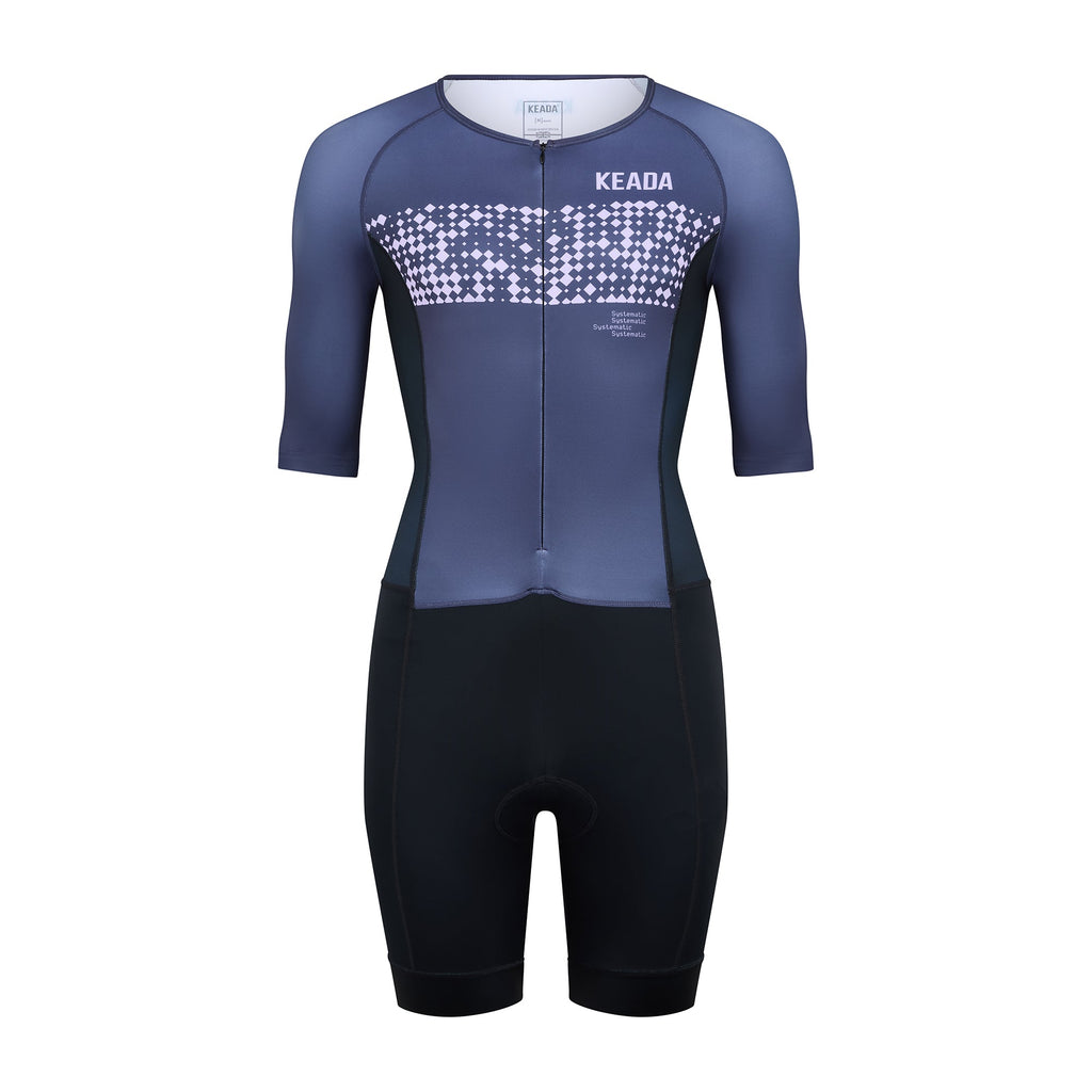 Keada Systematic One Trisuit - Women's Sleeved Trisuit Purple, official product photo, available at Aztecs Bikes in East London