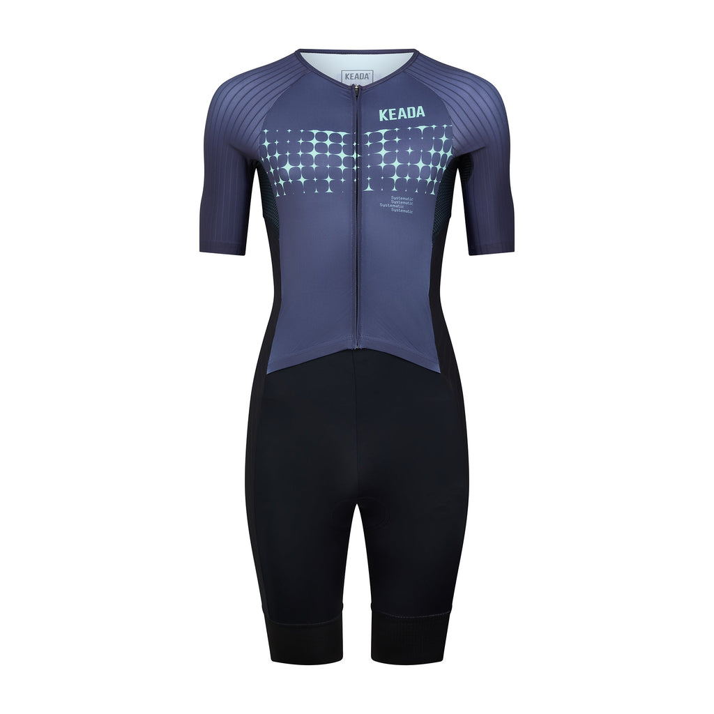 Keada Systematic Three Trisuit - Men's Sleeved Trisuit Green, official product photo, available at Aztecs Bikes in East London