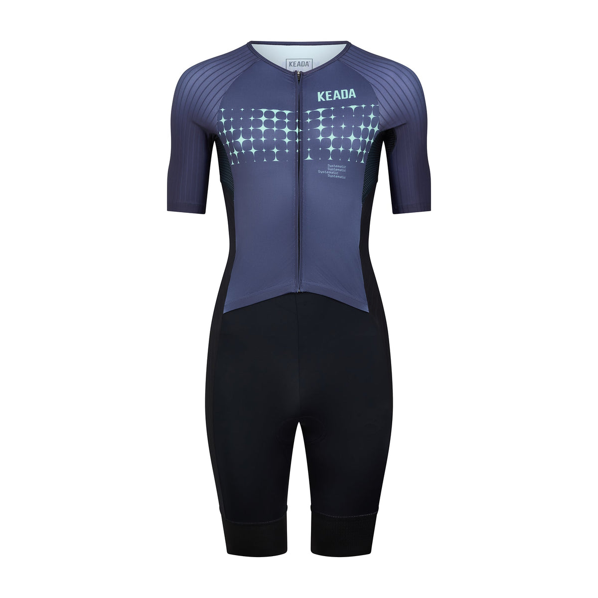 Keada Systematic Three Trisuit - Men's Sleeved Trisuit Green, official product photo, available at Aztecs Bikes in East London