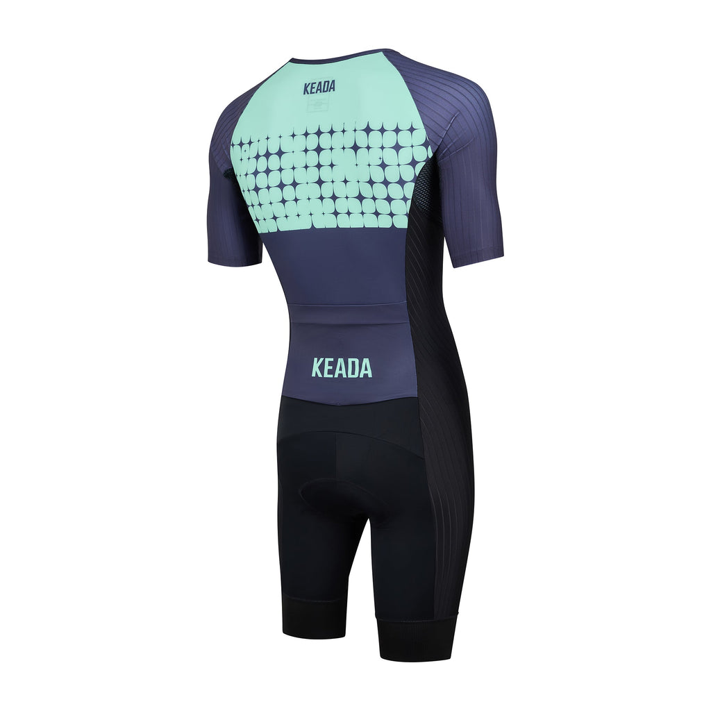Keada Systematic Three Trisuit - Men's Sleeved Trisuit Green, alternative view 2, available at Aztecs Bikes in East London