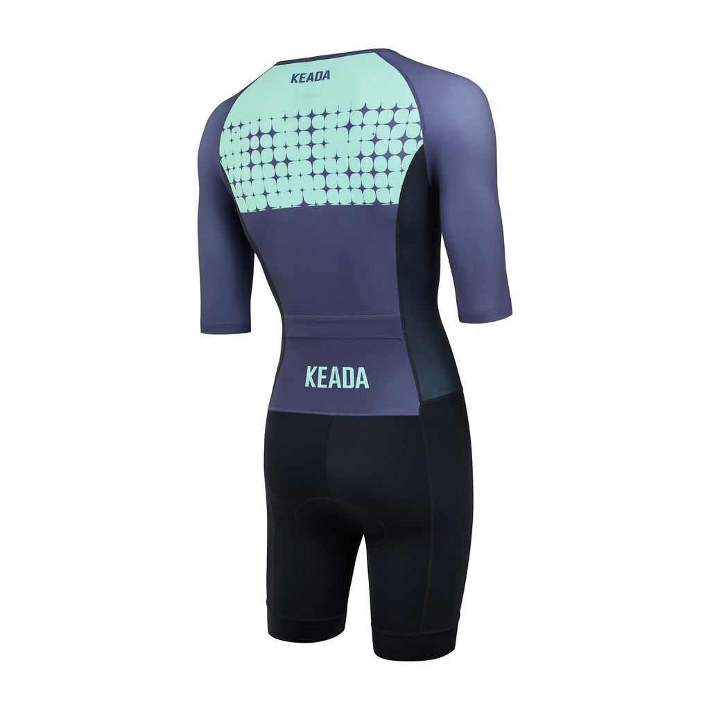 Keada Systematic Three Trisuit - Women's Sleeved Trisuit Green, alternative view 2, available at Aztecs Bikes in East London