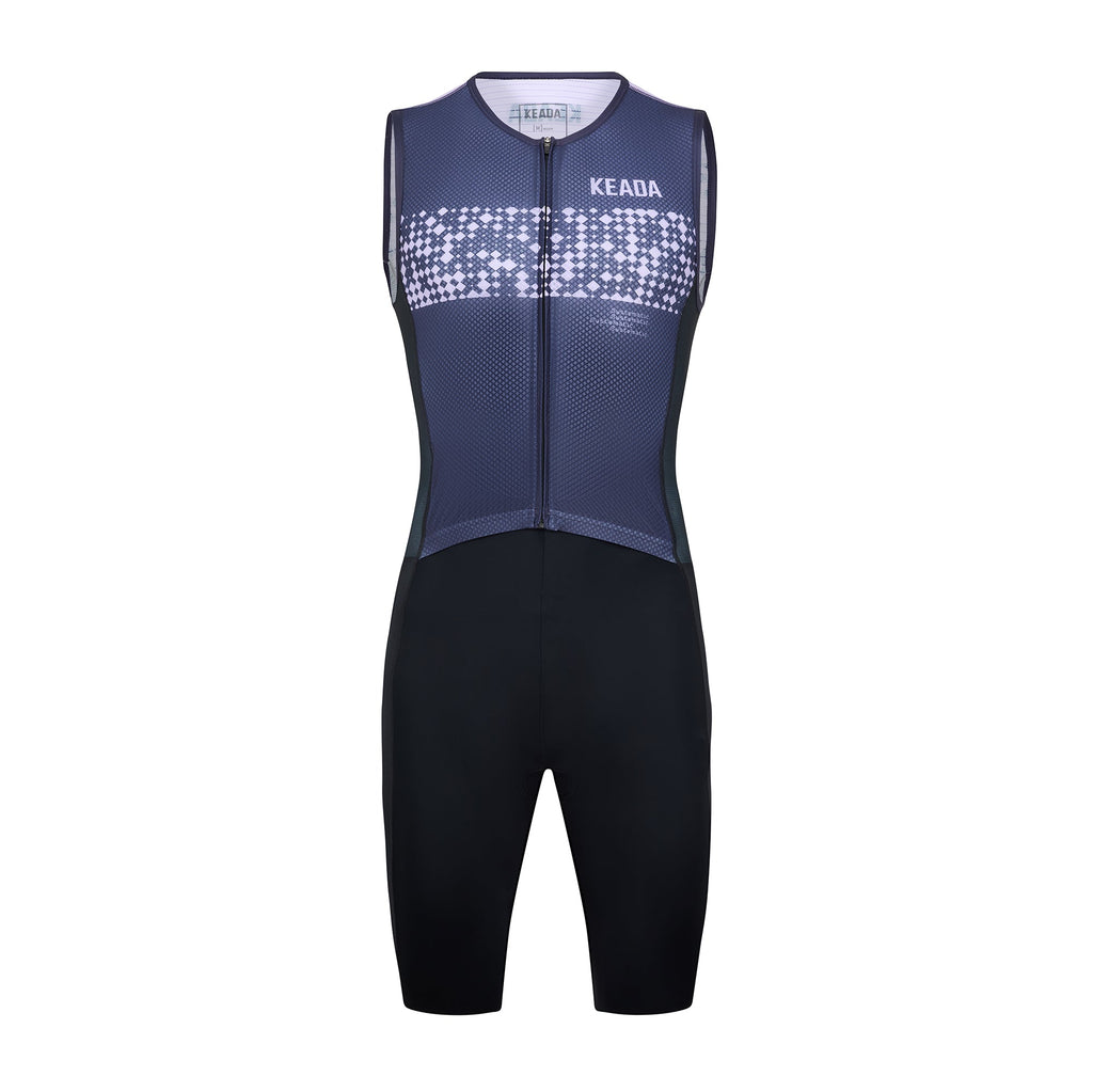 Keada Systematic Two Trisuit - Men's Sleeveless Trisuit Purple, official product photo, available at Aztecs Bikes in East London