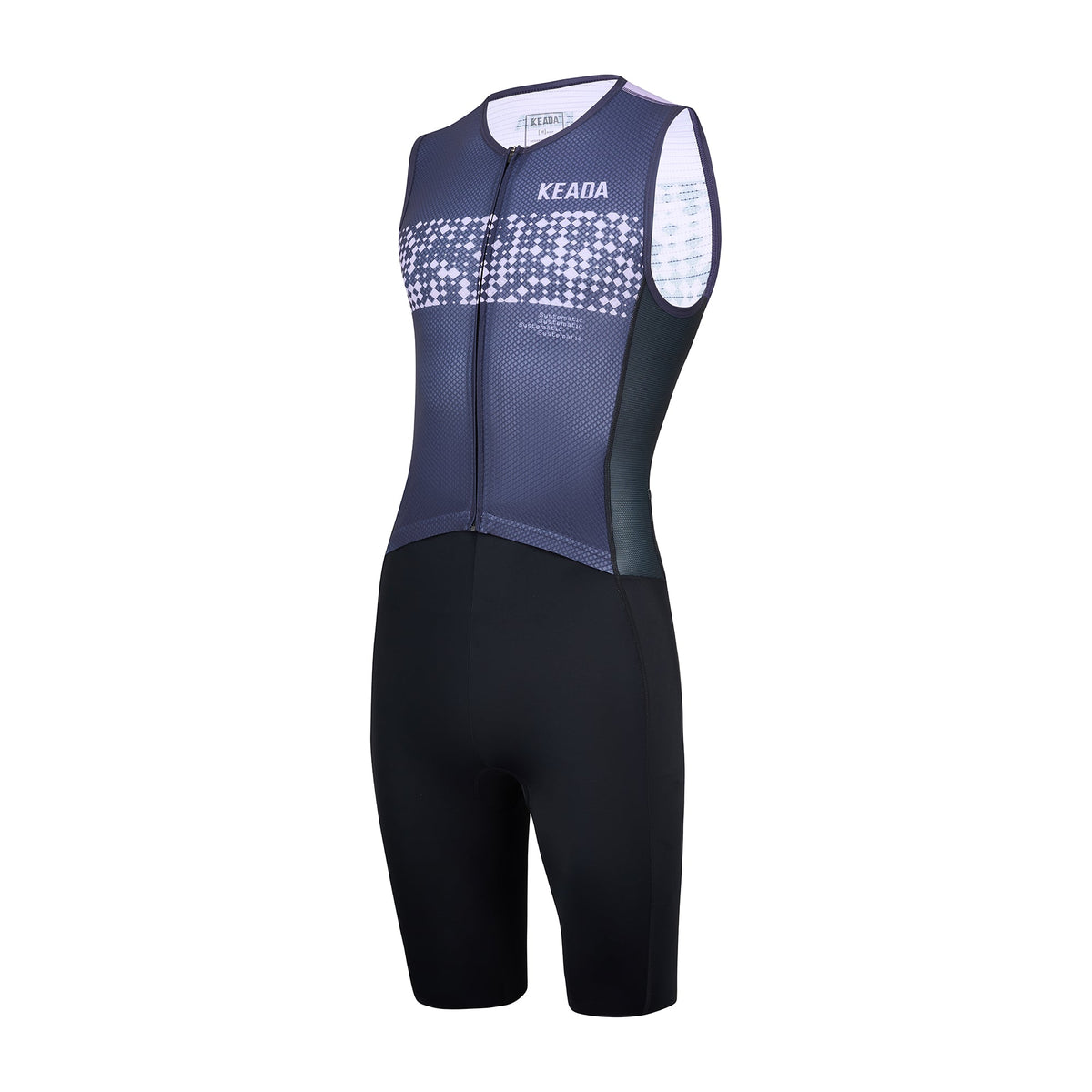 Keada Systematic Two Trisuit - Men's Sleeveless Trisuit Purple, alternative view 3, available at Aztecs Bikes in East London