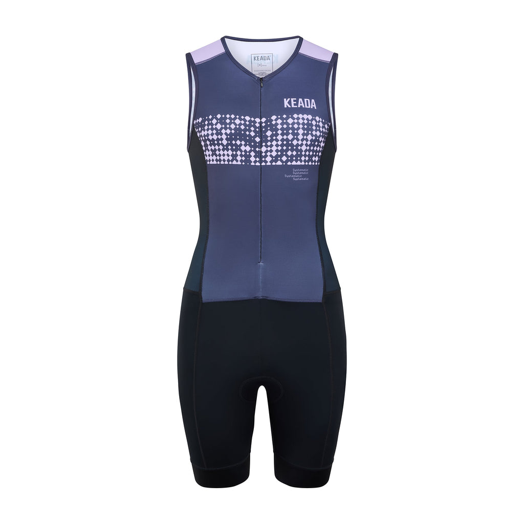 Keada Systematic Two Trisuit - Women's Sleeveless Trisuit Purple, official product photo, available at Aztecs Bikes in East London