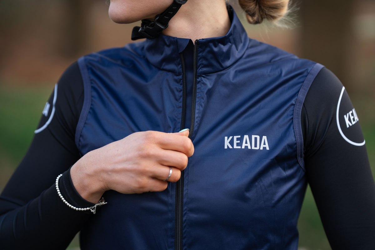 Keada Women's Essential Cycling Gilet - Navy, alternative view 2, available at Aztecs Bikes in East London