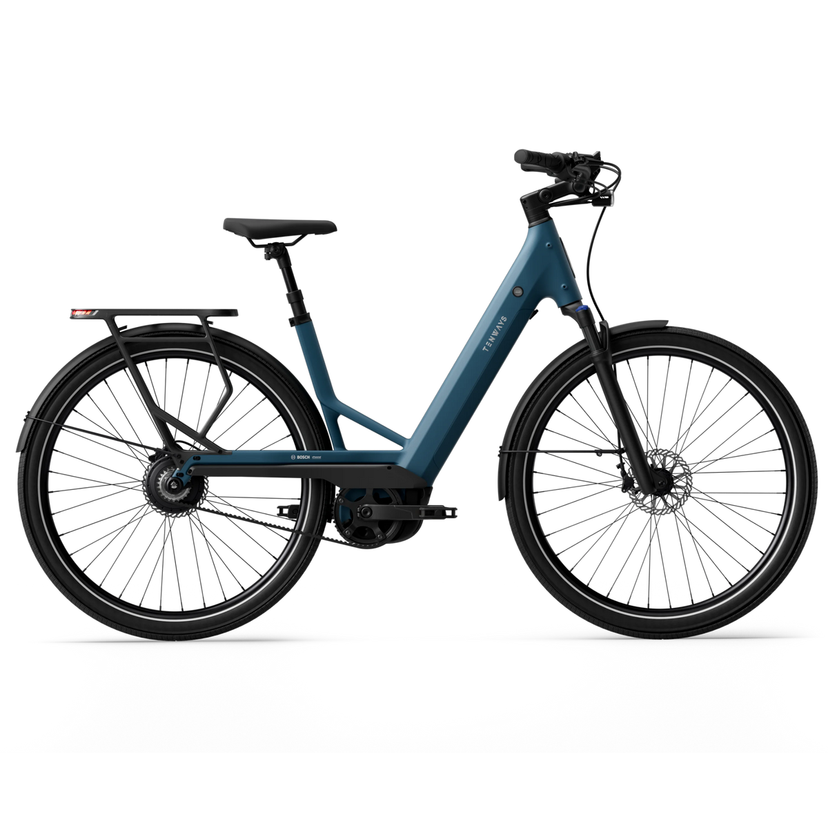 Tenways AGO Performance Bosch mid-drive electric bike in Mineral Blue, side view