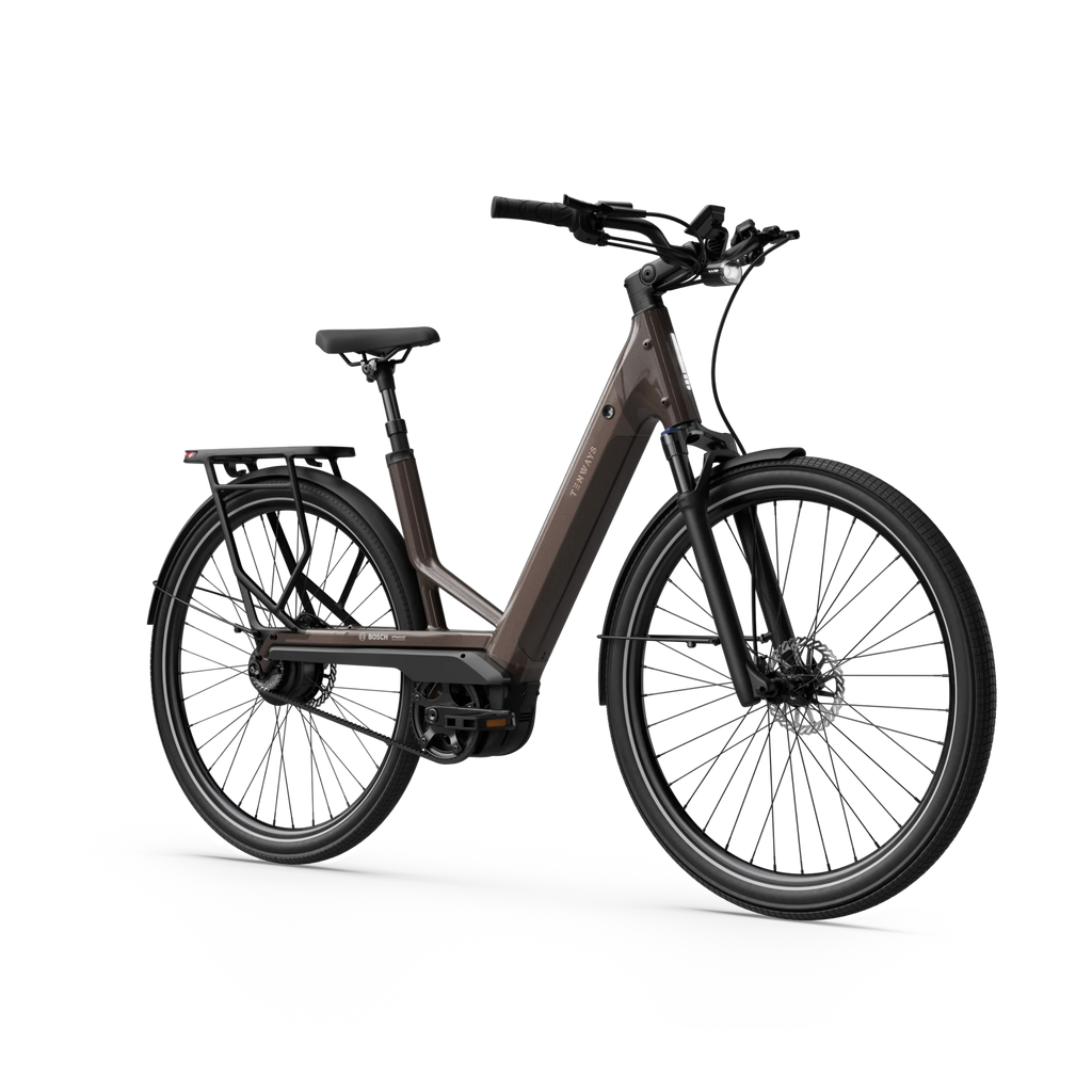 Tenways AGO Performance e-bike Walnut Brown frame with Bosch PowerTube battery