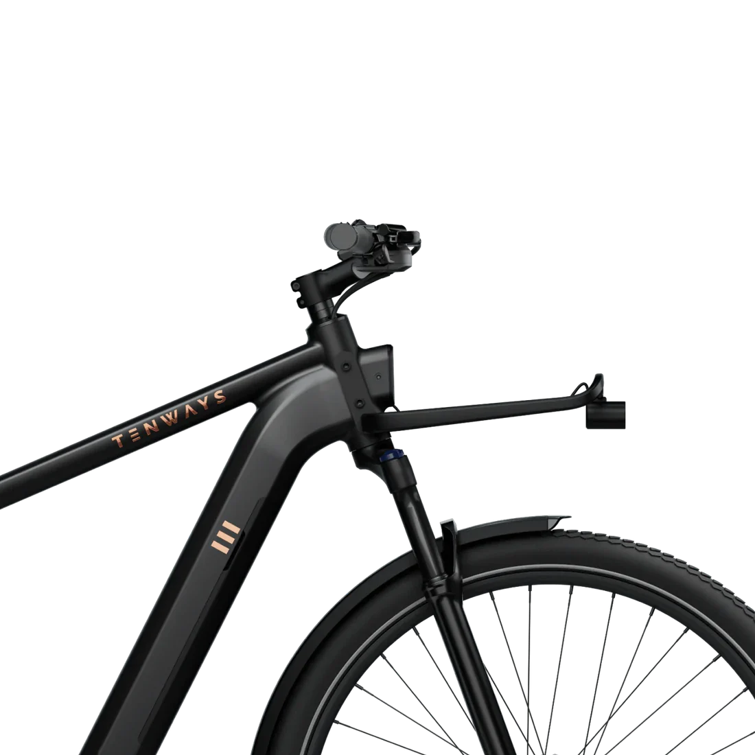 Tenways AGO X front rack fitted to the all-terrain e-bike