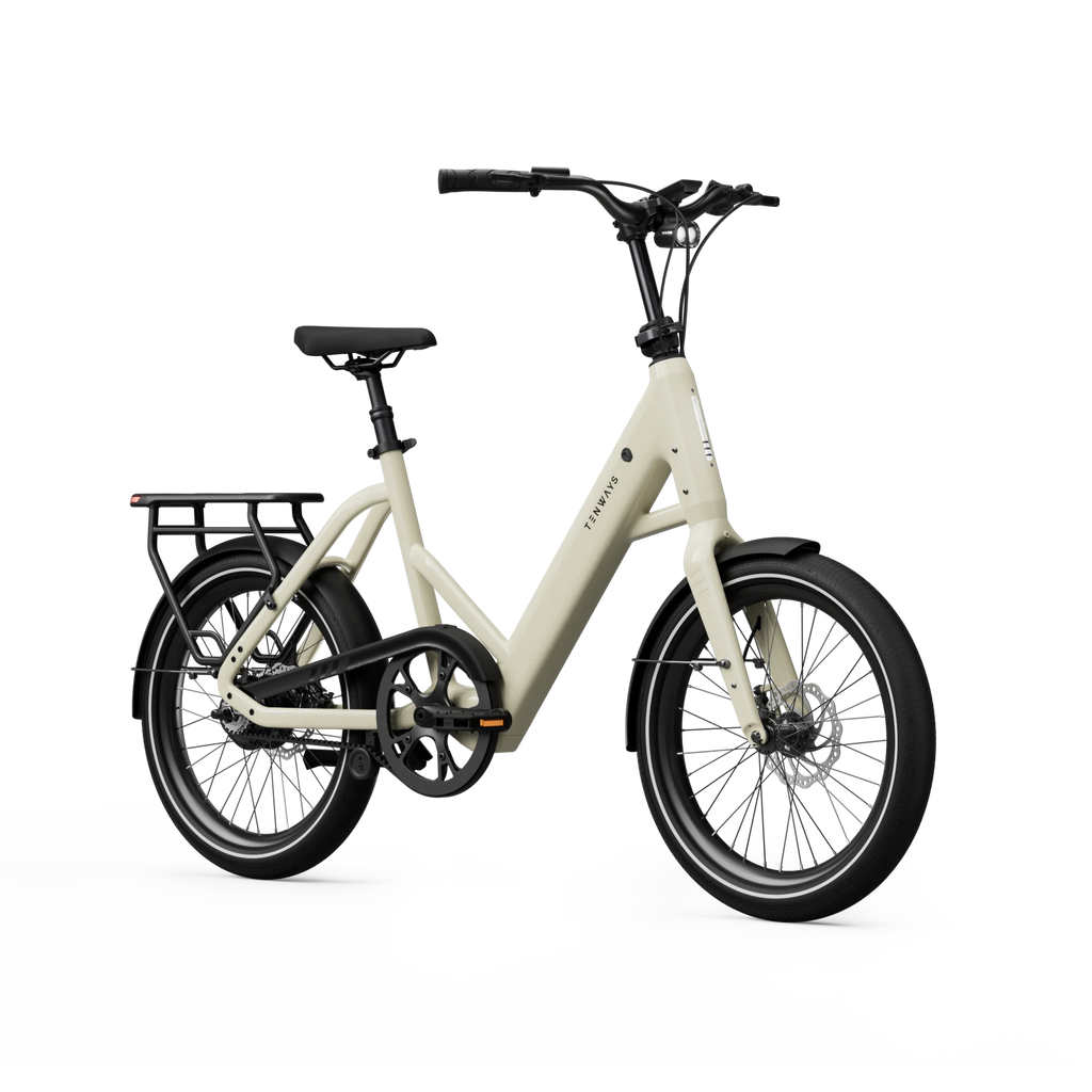 Tenways CGO Compact e-bike with Gates carbon belt drive and MIK HD rear carrier