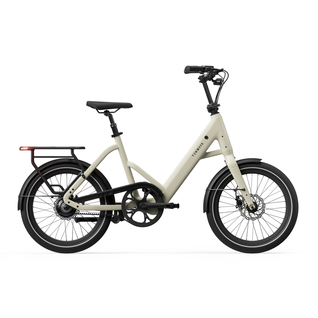 Tenways CGO Compact city electric bike in Sandstone Beige, side view